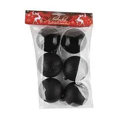 Набор шаров 6см 6шт пластик ЛЬДИНКА 200153 черный пакет, фото №1