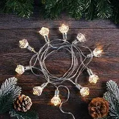 Гирлянда светодиодная "Фонарик" 10л, 2м на бат, т/белый, фото №1