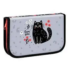 Пенал "Черный кот с цветком" 1отд 200*130 ArtSpace, фото №1