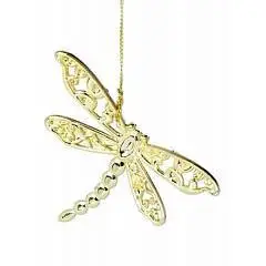 Украшение елочное Стрекоза золотая 10,5см, фото №1