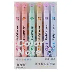 Набор текстовыделителей 6цв 1-4мм Cat paw, фото №1