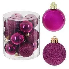 Набор шаров елочных 12шт 4см фиолет пластик, фото №1