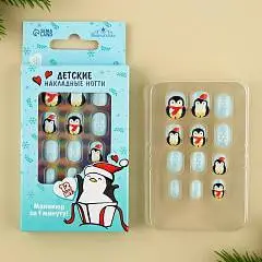 Накладные ногти дет «Пингвинчик» 12шт (НГ), фото №1