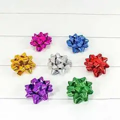 Бант звездочка на липучке 8,9см голография (микс), шт, фото №1