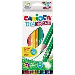 Карандаши цветные пласт стираемые 12цв "Tita Erasable" Carioca, фото №1
