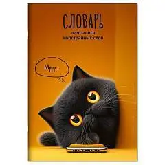 Тетрадь д/записи иностр слов "КОТ С ТЕЛЕФОНОМ", фото №1