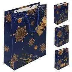 Сумка подарочная "Зимняя ночь " блестки 26*32*10см, фото №1