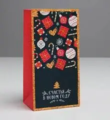 Пакет без ручек «Счастья в Новом Году», 10х19.3х7 см, фото №1