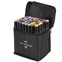 Маркеры д/скетч двуст Art markers 1-6мм 48 шт WBZ чехол, фото №1