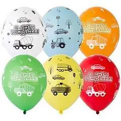 Шарик воздушный "С ДР Машинки" 35см, шт, фото №1