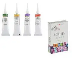 Набор контуров акрил ткань цветные Декола 4*18мл, фото №1