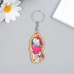 Брелок ПВХ "Единорожка с сердцем" мягкий 5,9х3см, фото №1