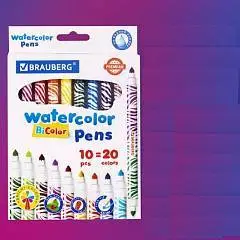 Фломастеры двустор утолщ 10шт 20цв "BI-COLOR" BR "PREMIUM", фото №1