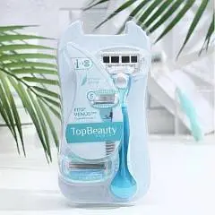 Станок жен TopBeauty Paris, +2 касс, 4 лезвия голуб, фото №1