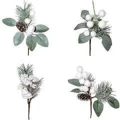 Украшение елочное Ветка 20 см белый, фото №1