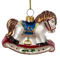 Украшение новогоднее "Лошадка", L7 W3 H6 см стекло, фото №1