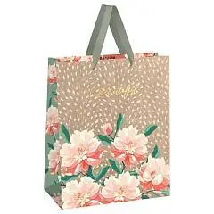 Сумка подарочная "Flowers" 33*42*12см  фольга, крафт, фото №1
