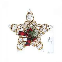 Светящаяся фигура Звезда с венком и бантом, белая, 26 см, фото №1