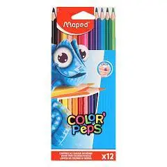 Карандаши цв 3х гран 12цв пласт Хамелеон MAPED Color Peps лапки, фото №1