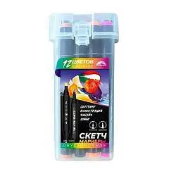 Набор маркеров спирт двуст Уточка 12цв осн цв  пл бокс, фото №1