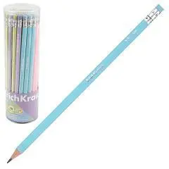 Карандаш чернографитный EK Pastel, трехгранный , с ластиком, фото №1