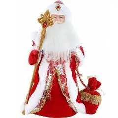 Сувенир музыкальный Дед Мороз в красной шубе, с мешком 40 см, фото №1