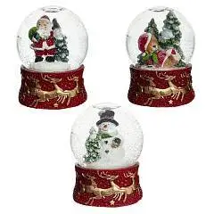 Фигурка в стеклянном шаре Санта/Снеговик/Мишка, 6,5х6,5х9см, 4в, фото №1
