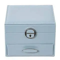 Шкатулка для украшений, L16 W17 H12 см, кожзам, голубая, фото №1