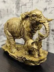 Фигура Слон со слоненком Н-21см,L-25см БРОНЗА, фото №1