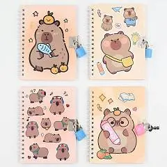 Блокнот А6 48л кл "КАПИБАРА" на замочке 13*18см , гребень, фото №1