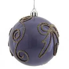 Шар елочный D 8 см, синий пластик, фото №1