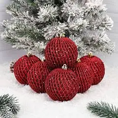 Шар елочный 1ШТ Аккорд 8см  красное вино, фото №1