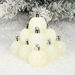 Набор шаров 4см 9шт блест, мат, глянц пласт бежевый, фото №1