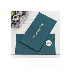 Конверт подарочный "С Днём Рождения" изумрудный 16,9*9,4см, фото №1