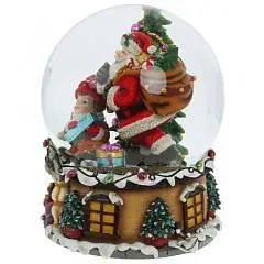 Фигурка декор. в стекл. шаре "Санта"(музыка)D 15 см, H20,5 см, фото №1