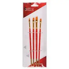 Набор кистей 4шт нейлон плоские скошенные № 4,6,8.10, фото №1