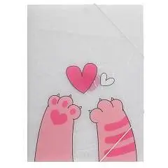 Папка на резинке А4 Cats&Heart полупрозрачная с рисунком, фото №1