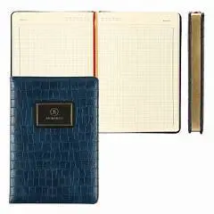 Ежедневник недат А5 "Alligator" КЛЕТКА, синий кожзам тв.обл, фото №1