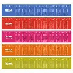 Линейка 20см Таблица умножения пластик перламутр в асс, фото №1