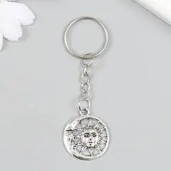 Брелок металл "Солнце и месяц"серебро 2,4*2,8см, фото №1