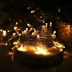 Электрогирлянда светодиодная 100л LED дл=9м 8ф, т/бел, силик.пр, фото №1