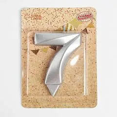 Свеча в торт «Цифра 7», серебряная, 6.5 см, фото №1