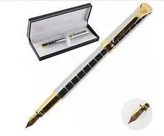 Ручка подарочная перьевая "FIORENZO" синяя, корп.серебро, в кор, фото №1