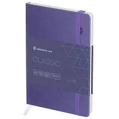 Записная книжка А6 80л кл "Classic. Lilac", с резинкой, кожзам, фото №1