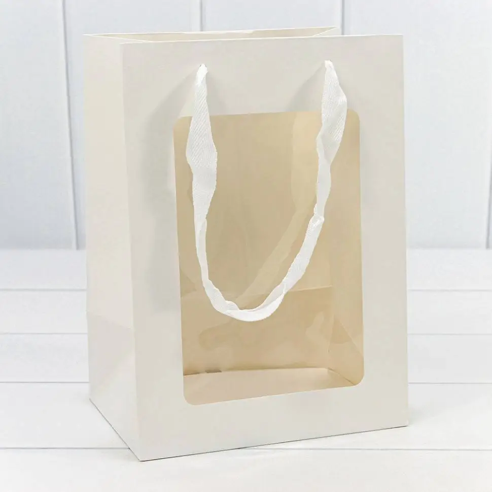 Сумка подарочная с окошком Белый 18*25*13см, фото №1