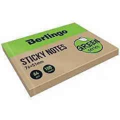 Бумага с клеевым краем Berlingo 76х51мм 100л, крафтовая бумага, фото №1