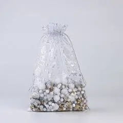 Мешочек подарочный «Новогодние подарки», органза, белый, 20 х 30, фото №1