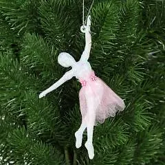 Украшение Танцовщица в розовом 15см акрил  розовый/рад перл, фото №1