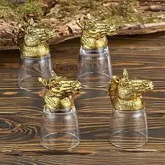 Набор 4 стопки-переверт. "Лошадь",50мл Gold, фото №1