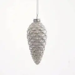 Украшение елочное стекло "Шишка", L6 W6 H15 см, фото №1